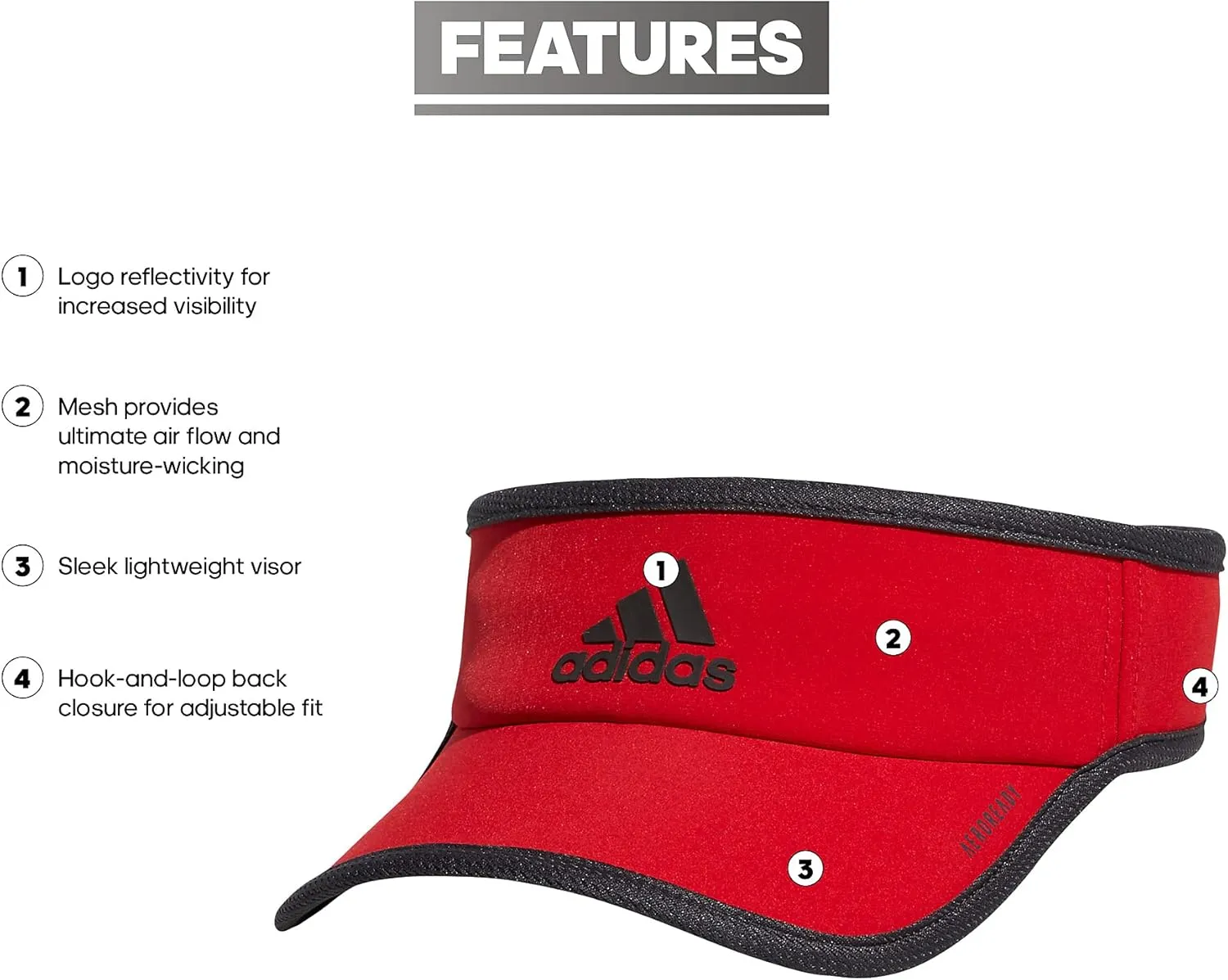 adidas Men's Superlite Adjustable Fit Sport Performance Visor