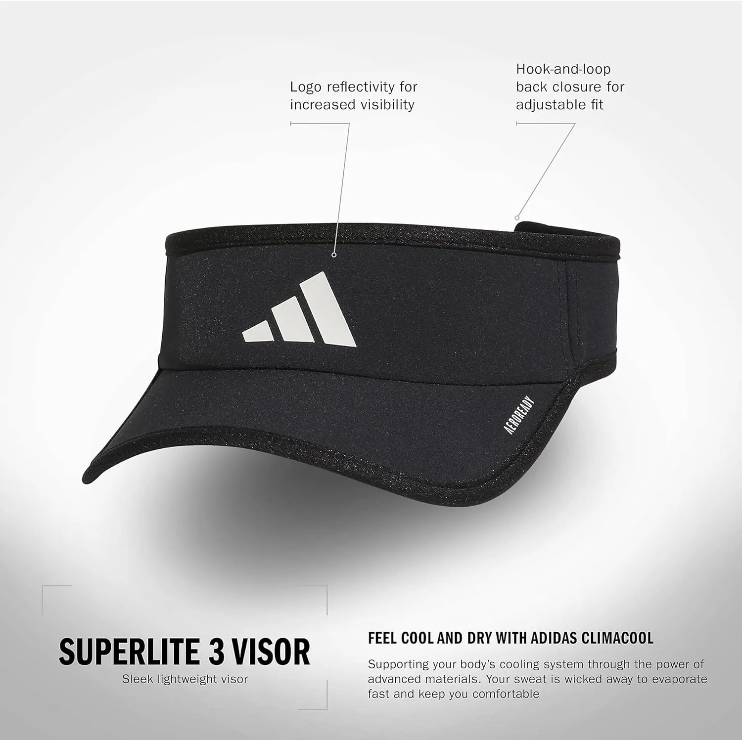 adidas Men's Superlite Adjustable Fit Sport Performance Visor