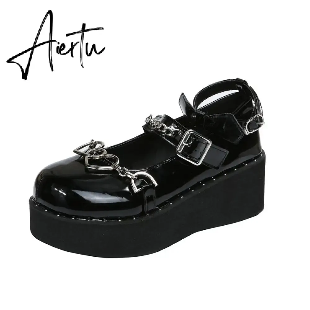 Aiertu  Mary Jane Shoes Sweet Cute Women Pumps Wedge Heels Platform Shoes Women Gothic Girls Lolita Punk Shoes High Heels Plus Size 43