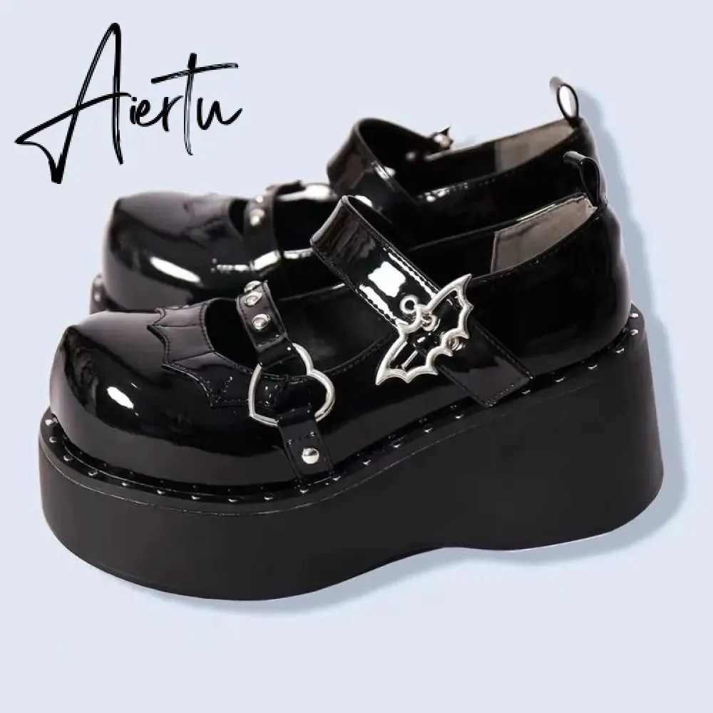 Aiertu  Mary Jane Shoes Sweet Cute Women Pumps Wedge Heels Platform Shoes Women Gothic Girls Lolita Punk Shoes High Heels Plus Size 43