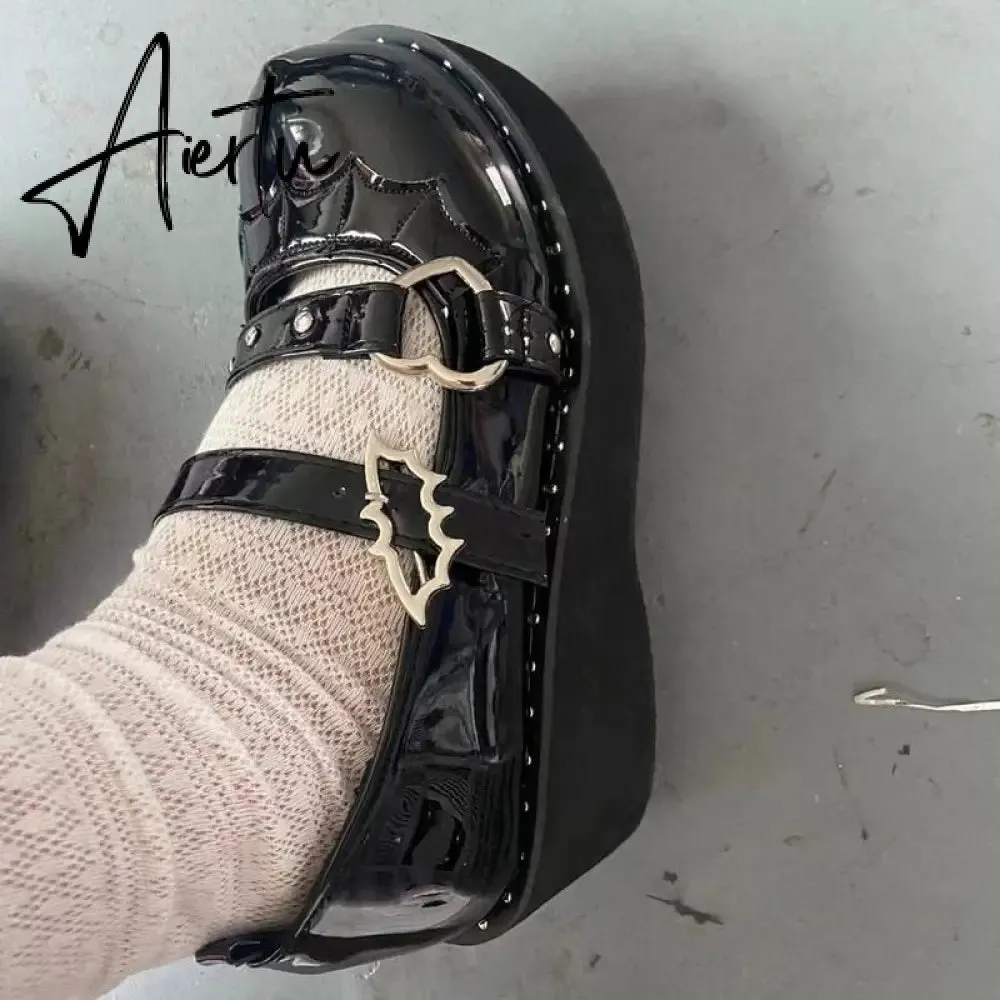 Aiertu  Mary Jane Shoes Sweet Cute Women Pumps Wedge Heels Platform Shoes Women Gothic Girls Lolita Punk Shoes High Heels Plus Size 43