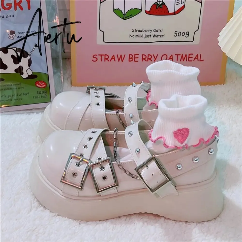 Aiertu  Mary Jane Shoes Sweet Cute Women Pumps Wedge Heels Platform Shoes Women Gothic Girls Lolita Punk Shoes High Heels Plus Size 43