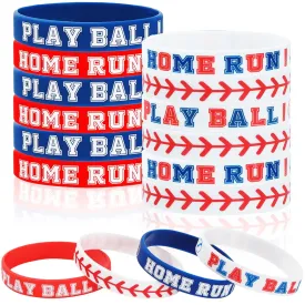 AnyDesign 32Pcs Baseball Silicone Rubber Bracelets Baseball Bracelet Wristbands PLAY BALL HOME RUN Rubber Wristband for Baseball Theme Party Sport Prize Birthday Gift Party Favor Accessories