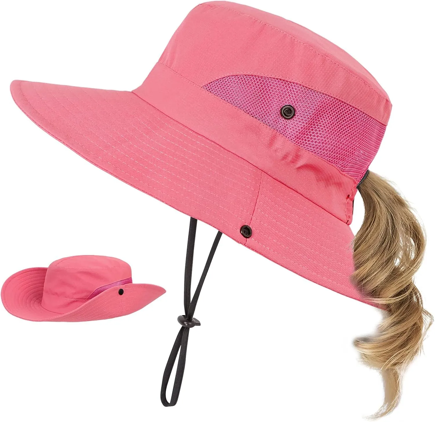 Century Star Kids Sun Hat Ponytail Girls UPF 50 Bucket Cap Summer Beach Fishing Kids Hat Wide Brim Adjustable Swim Hat