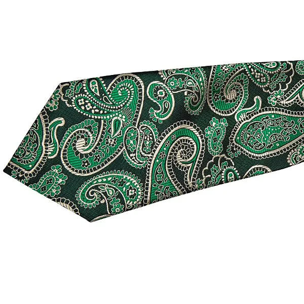 Classy Men Green & Black Paisley Silk Tie