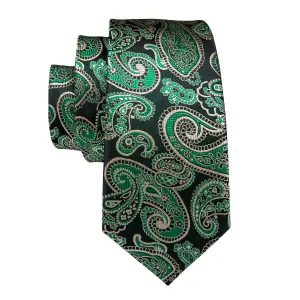 Classy Men Green & Black Paisley Silk Tie