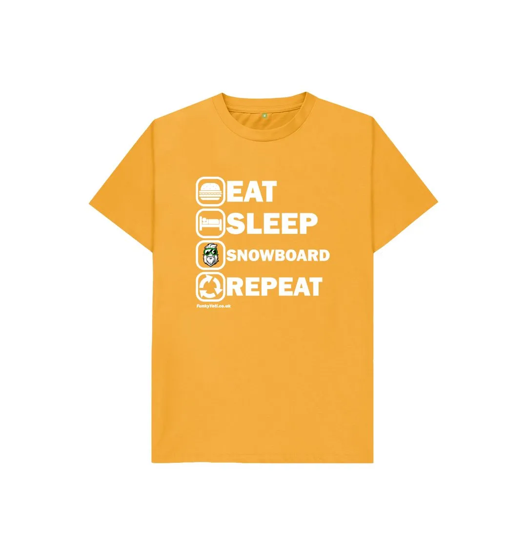 Funky Yeti Kids Tee - Eat Sleep Snowboard Repeat