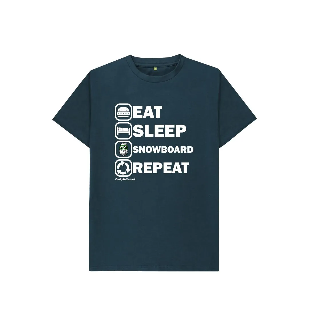 Funky Yeti Kids Tee - Eat Sleep Snowboard Repeat