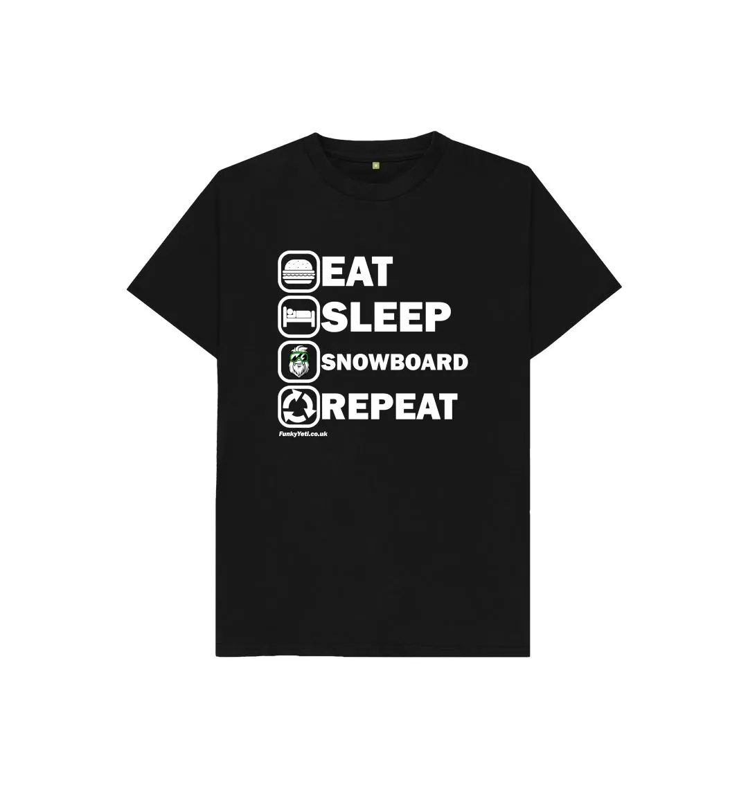 Funky Yeti Kids Tee - Eat Sleep Snowboard Repeat