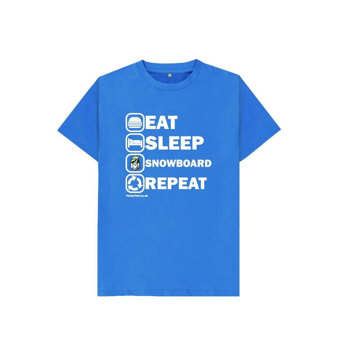 Funky Yeti Kids Tee - Eat Sleep Snowboard Repeat