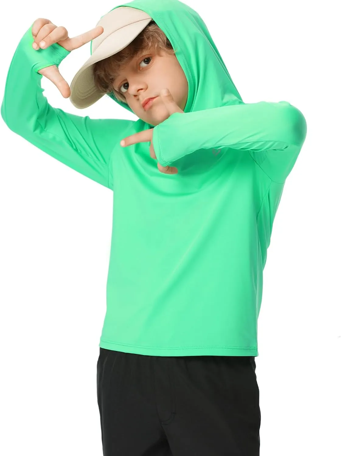 HODOSPORTS Boys Rash Guard Swim Shirt Long Sleeve for Kids UPF 50  Sun Protection Hooded Swimming Hiking Shirts Swimsuit