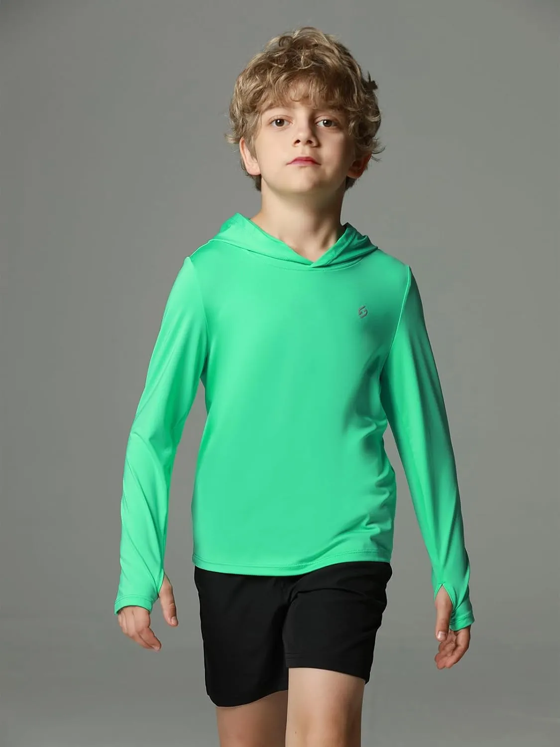 HODOSPORTS Boys Rash Guard Swim Shirt Long Sleeve for Kids UPF 50  Sun Protection Hooded Swimming Hiking Shirts Swimsuit