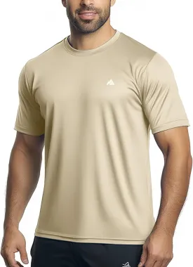 Instant Cooling Quick Dry Workout Shirt for Men Coolmax Moisture Wicking Performance Crew Neck Running Comfort