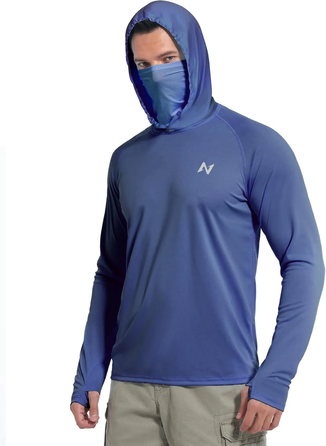 isnowood Sun Shirt UPF 50  Men's Fishing Long Sleeve Hooded Rash Guard Hiking Swimming Running UV Protection Hoodie