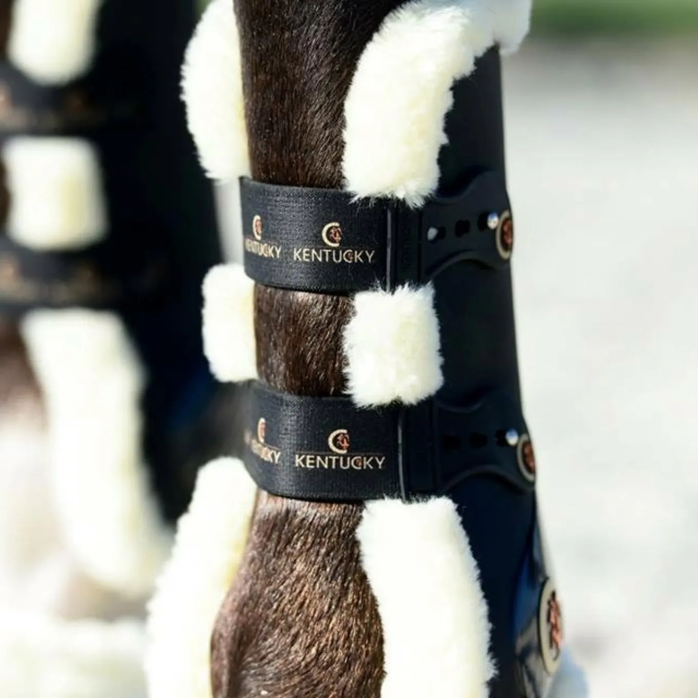 Kentucky Horsewear Sheepskin Tendon Boots Elastic - Black