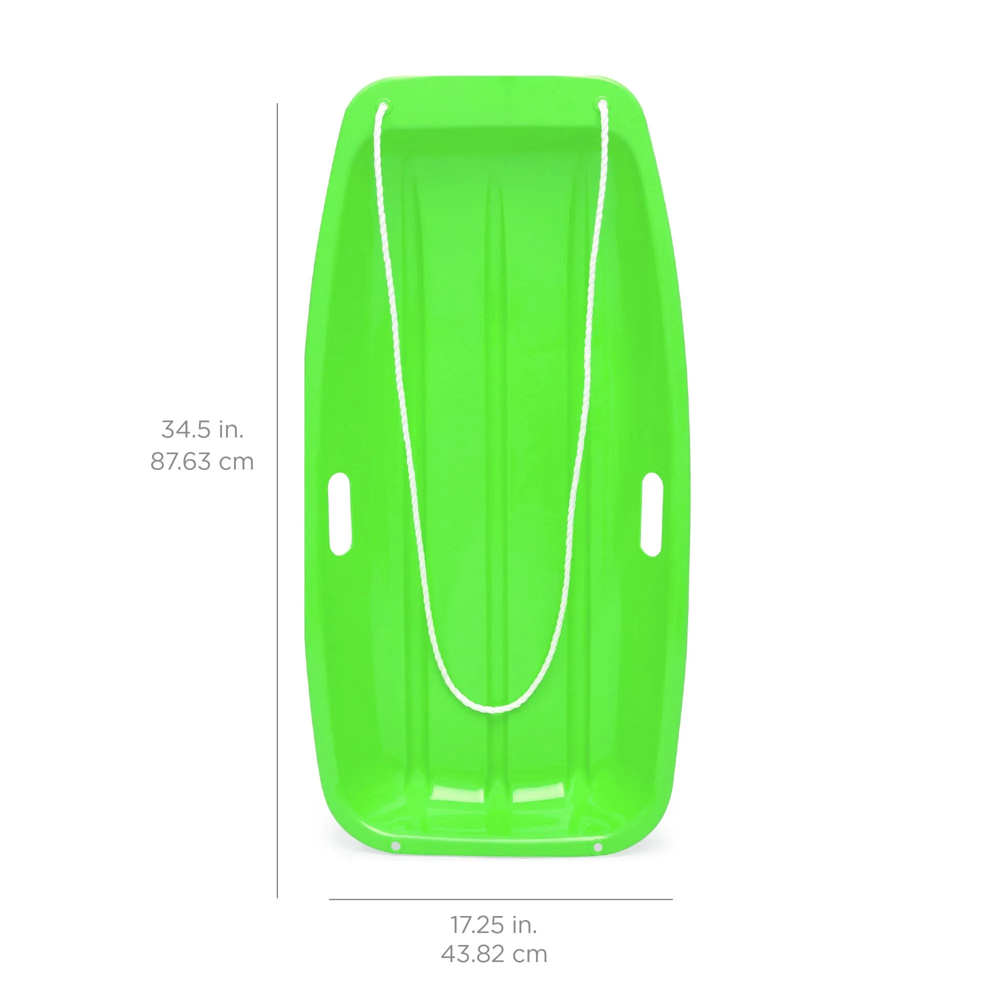 Kids Outdoor Plastic Toboggan Snow Sled Board w/ Pull Rope, Handles - 35in