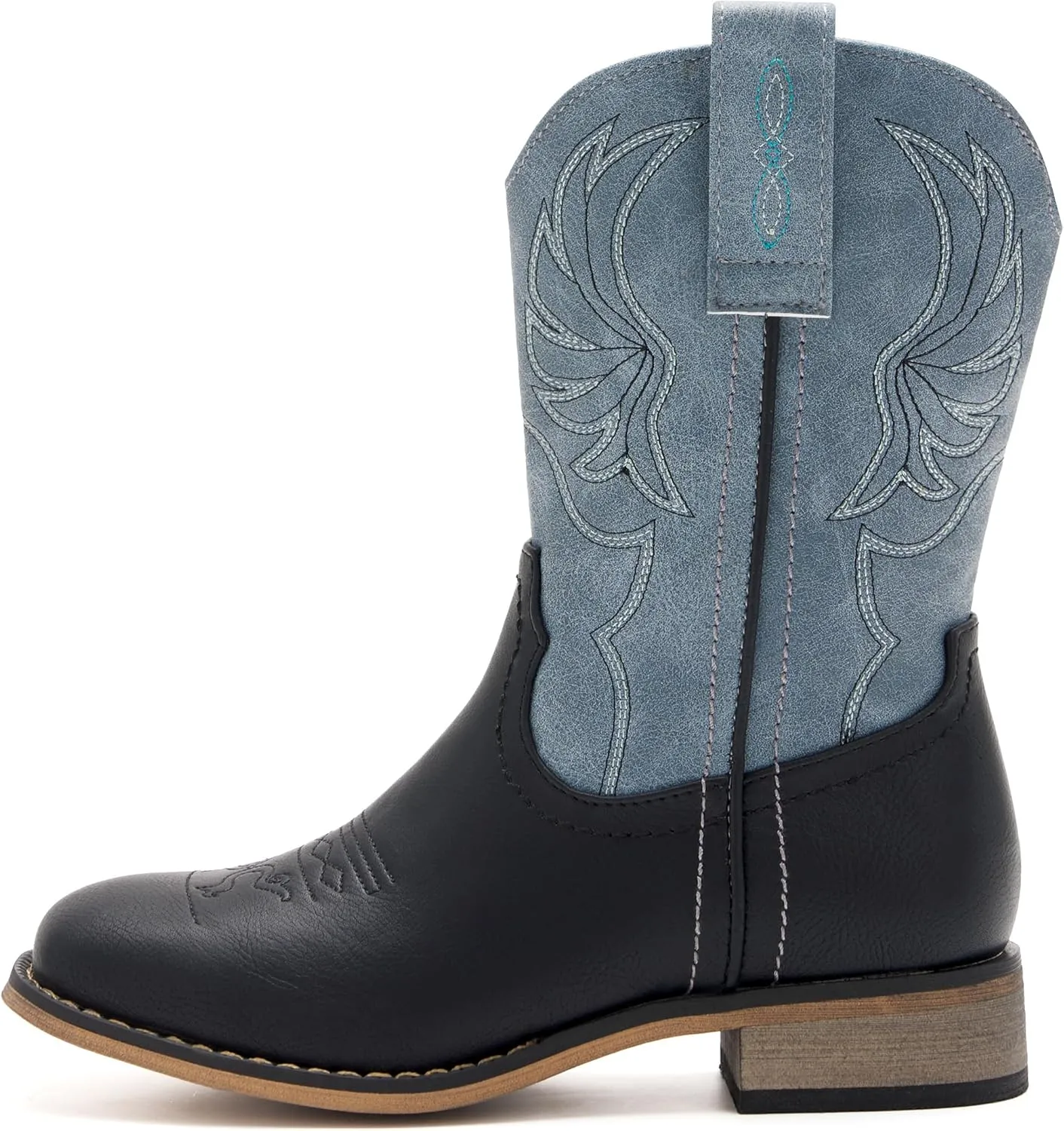 Kids Western Boots for Boys Girls Embroidered Cowgirl Cowboy Boots Square Toe Mid Calf Riding Shoes Little Kid/Big Kid