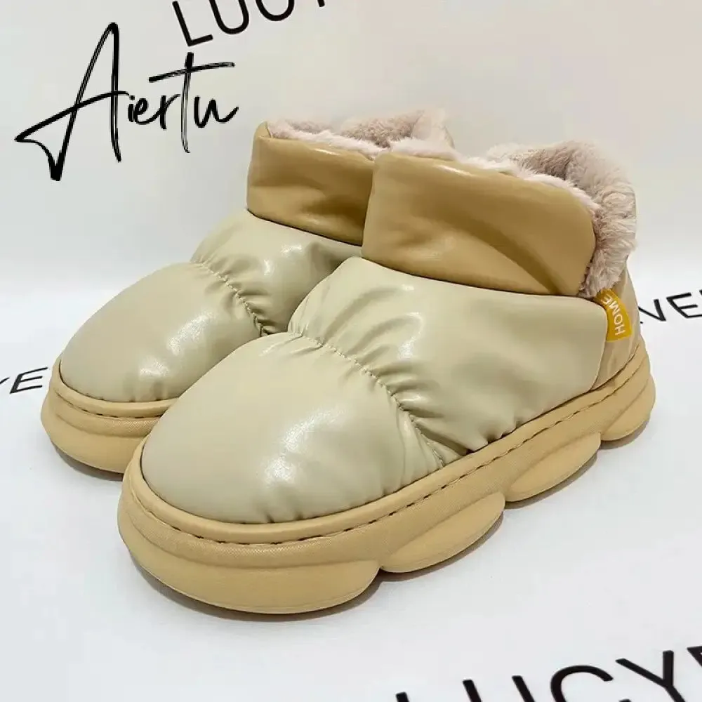 New Waterproof Snow Boots for Women Super Warm Plush Platform Ankle Boots Woman Winter Pu Leather Cotton Padded Shoes Mujer