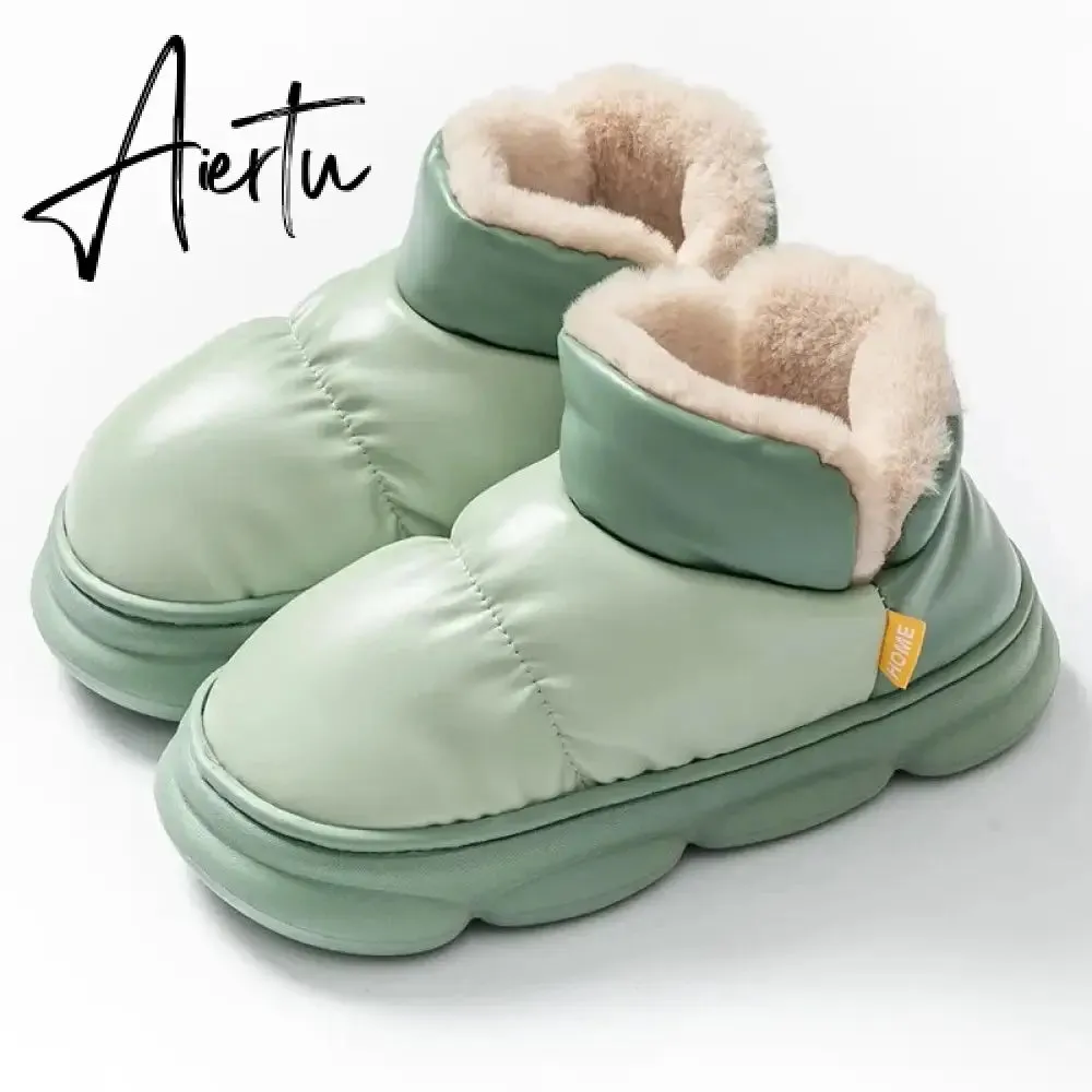 New Waterproof Snow Boots for Women Super Warm Plush Platform Ankle Boots Woman Winter Pu Leather Cotton Padded Shoes Mujer