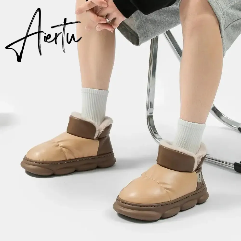 New Waterproof Snow Boots for Women Super Warm Plush Platform Ankle Boots Woman Winter Pu Leather Cotton Padded Shoes Mujer