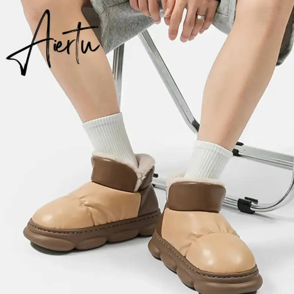 New Waterproof Snow Boots for Women Super Warm Plush Platform Ankle Boots Woman Winter Pu Leather Cotton Padded Shoes Mujer