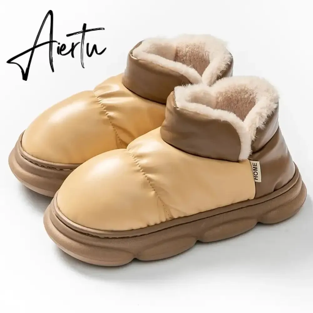 New Waterproof Snow Boots for Women Super Warm Plush Platform Ankle Boots Woman Winter Pu Leather Cotton Padded Shoes Mujer