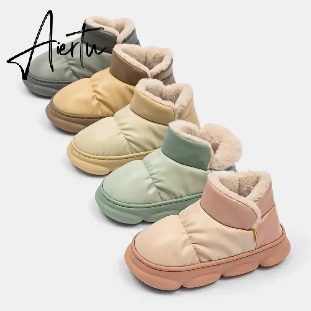 New Waterproof Snow Boots for Women Super Warm Plush Platform Ankle Boots Woman Winter Pu Leather Cotton Padded Shoes Mujer