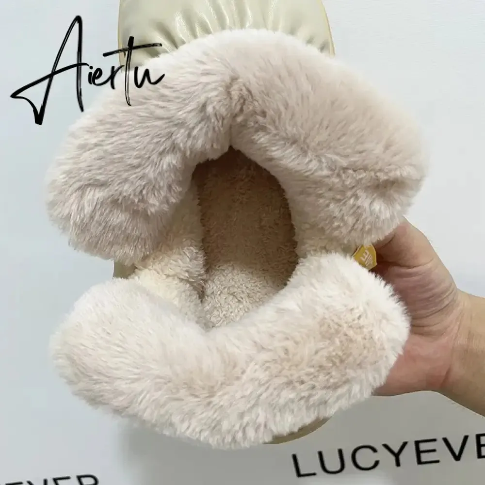 New Waterproof Snow Boots for Women Super Warm Plush Platform Ankle Boots Woman Winter Pu Leather Cotton Padded Shoes Mujer