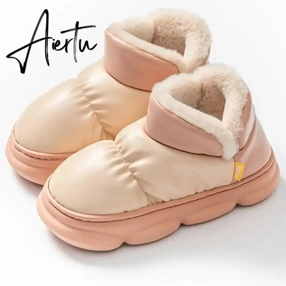 New Waterproof Snow Boots for Women Super Warm Plush Platform Ankle Boots Woman Winter Pu Leather Cotton Padded Shoes Mujer