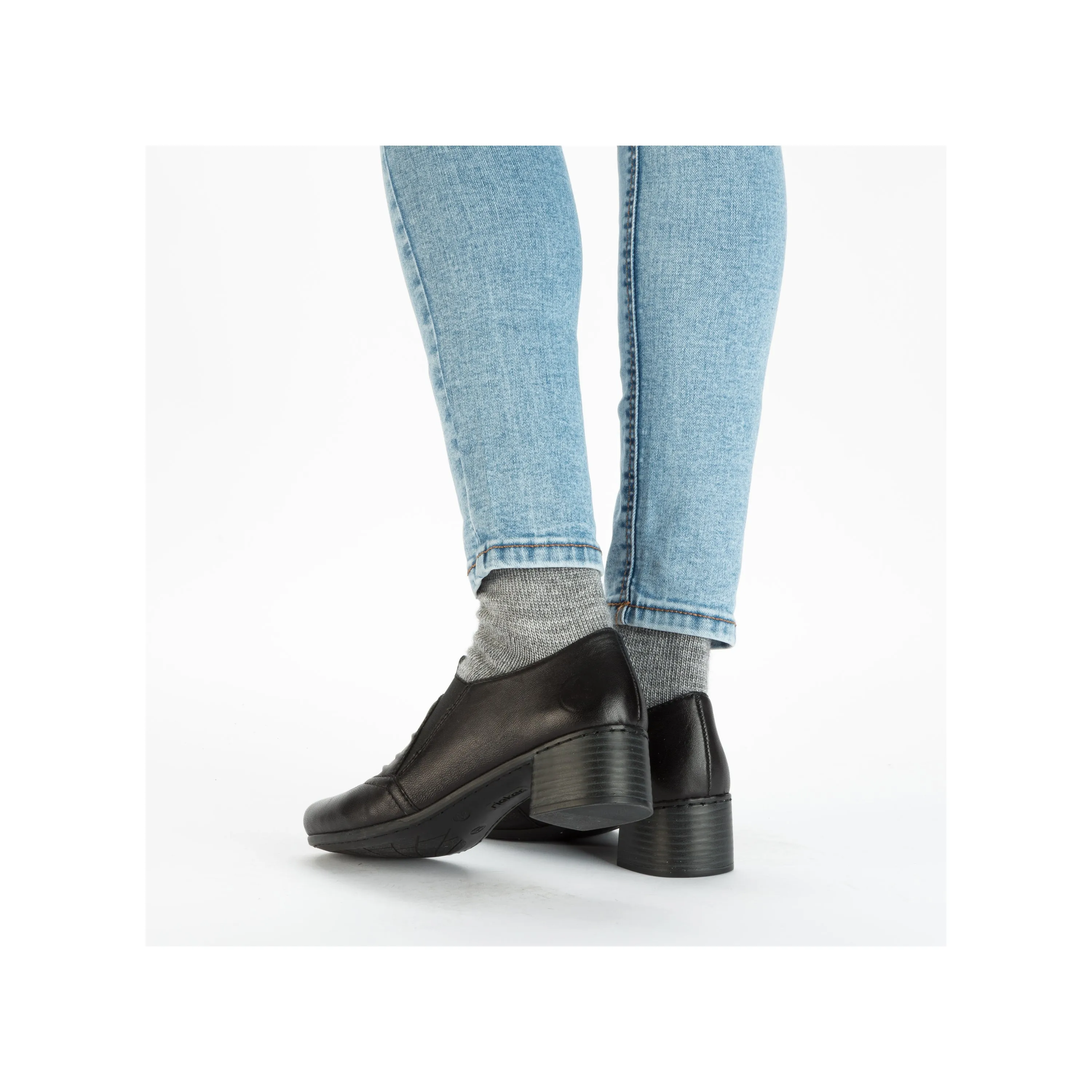 Rieker 41657-00 Black Womens Casual Comfort Heeled Shoes