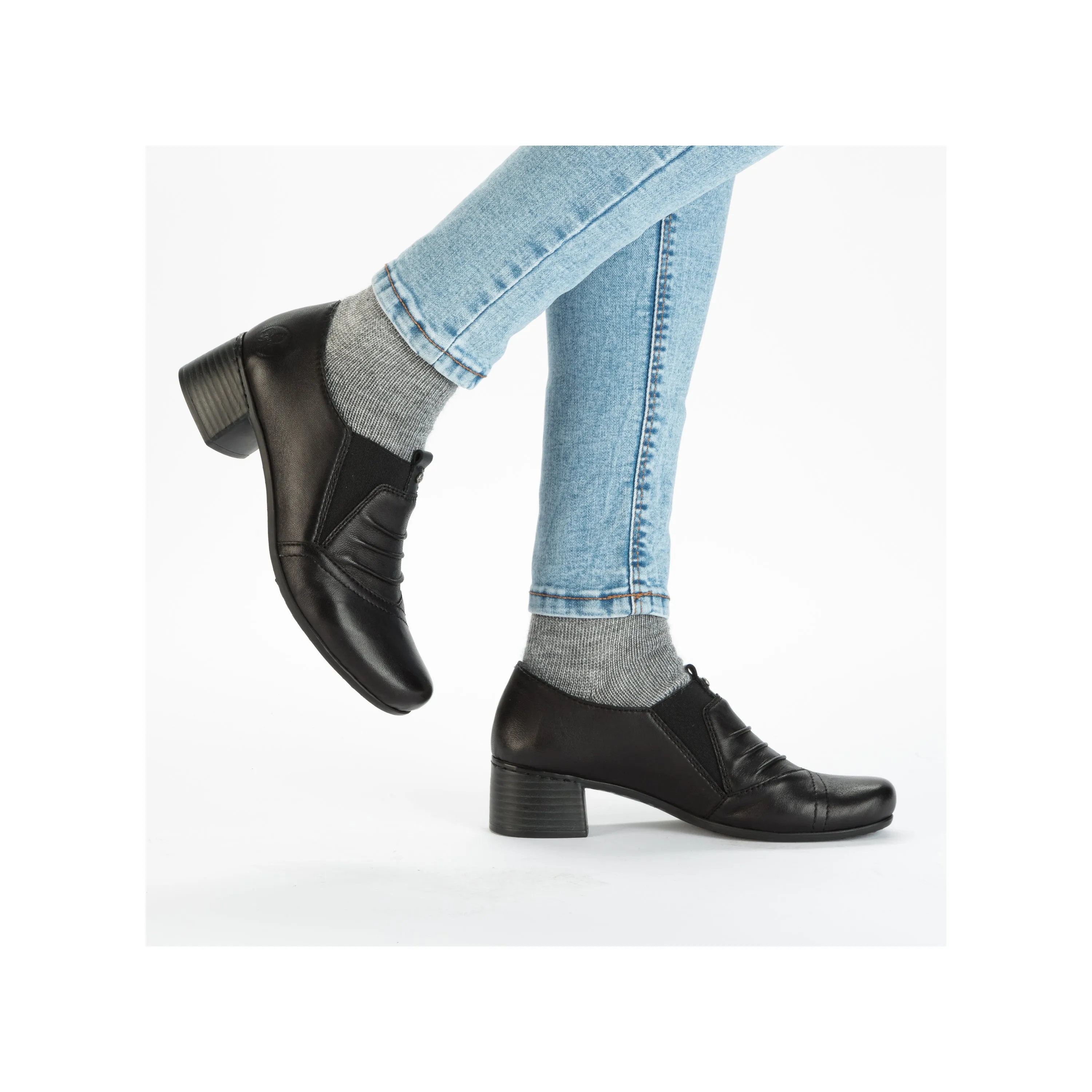 Rieker 41657-00 Black Womens Casual Comfort Heeled Shoes