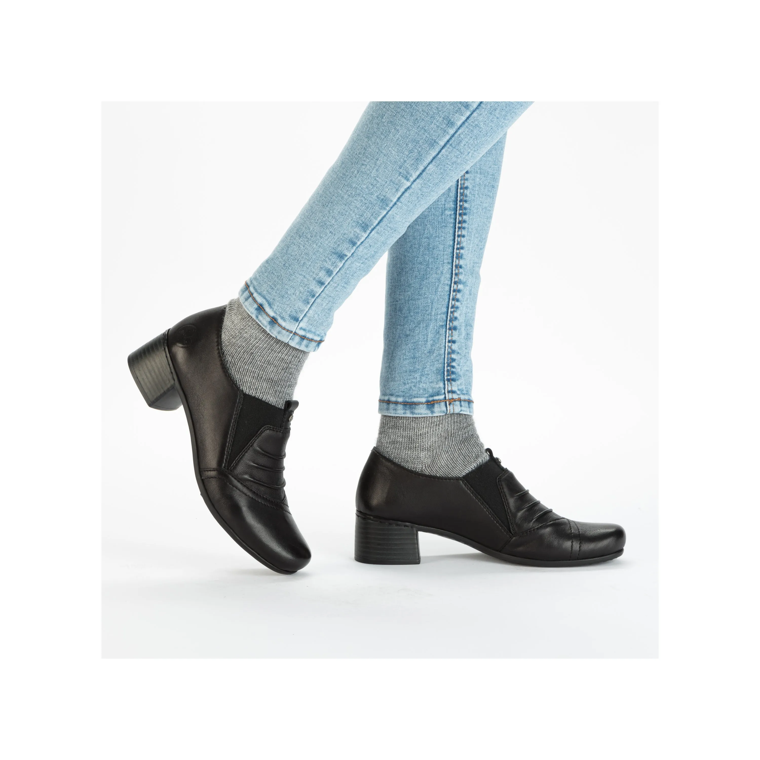 Rieker 41657-00 Black Womens Casual Comfort Heeled Shoes