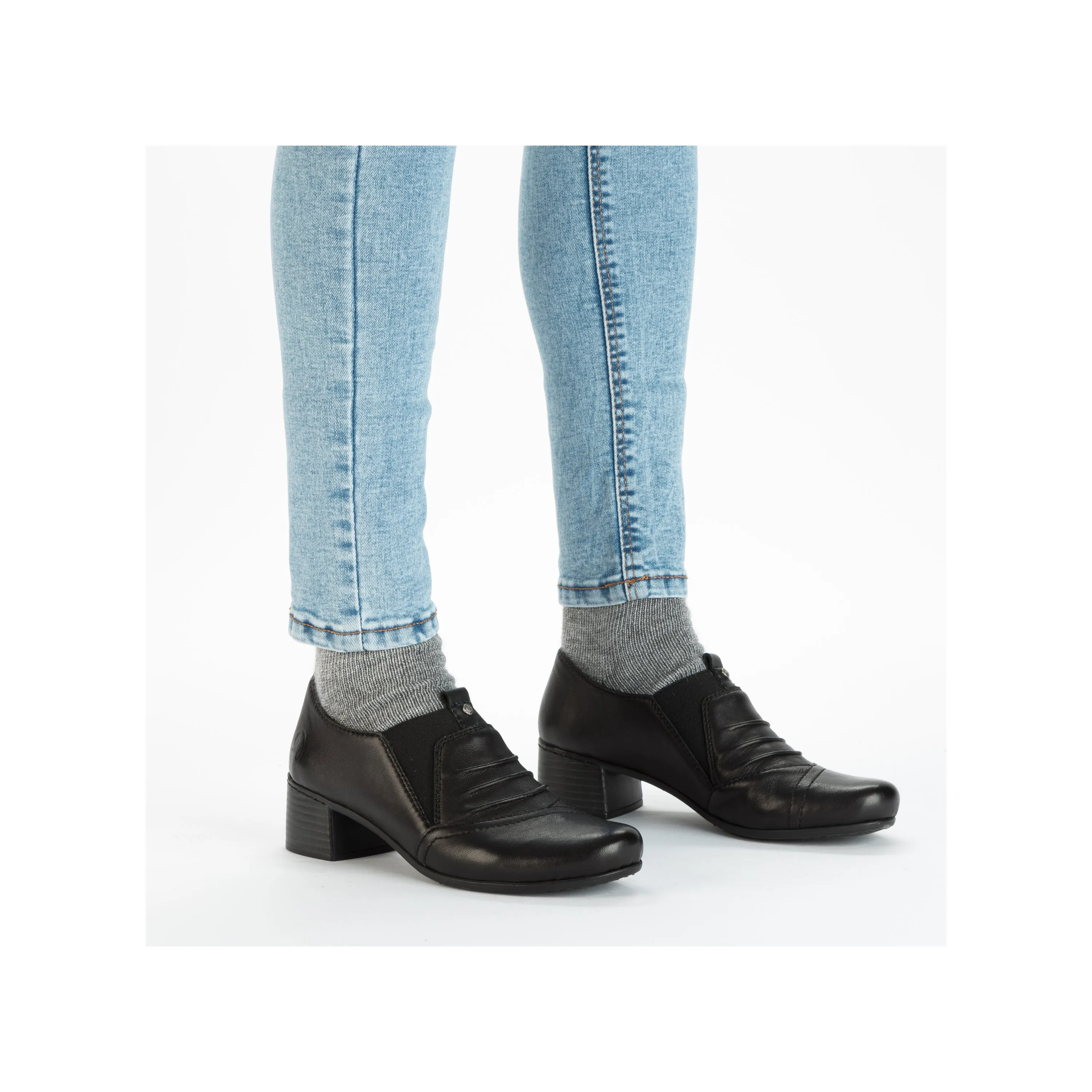 Rieker 41657-00 Black Womens Casual Comfort Heeled Shoes