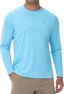 Runhit Men's UPF 50  Sun Protection Shirts Long Sleeve UV Swim Shirt Fishing Hiking Running Rash Guard Quick Dry Lightweight