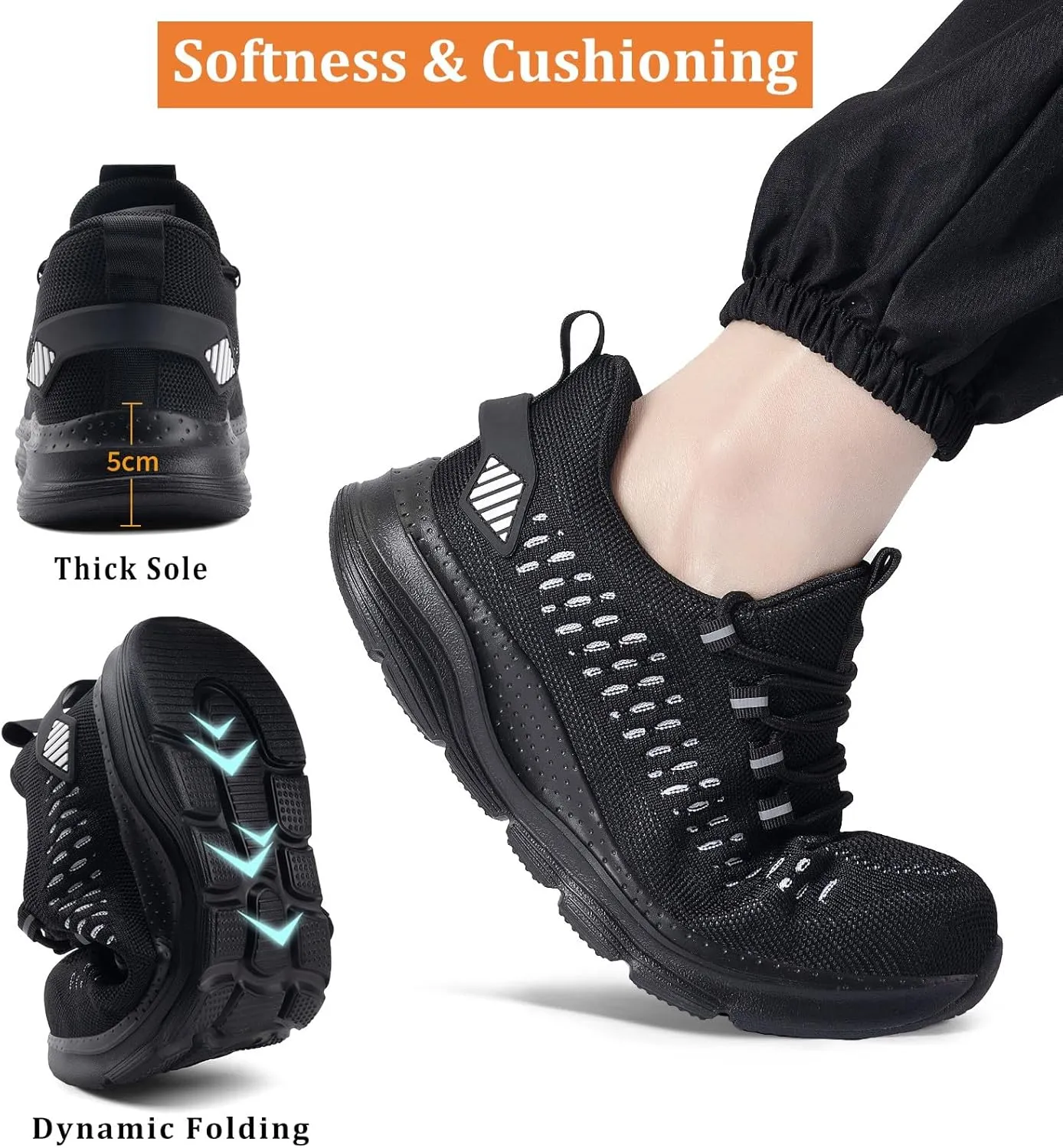 Steel Toe Shoes for Men and Women Comfortable Lightweight Work Safety Shoes Puncture Proof Slip Resistant Indestructible Sneakers Construction Work Utility