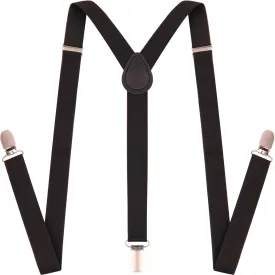 Suspenders for Men and Women Adjustable Elastic 1 inch Wide Leather Heavy Pants Strong Metal Clips Suspender Costume