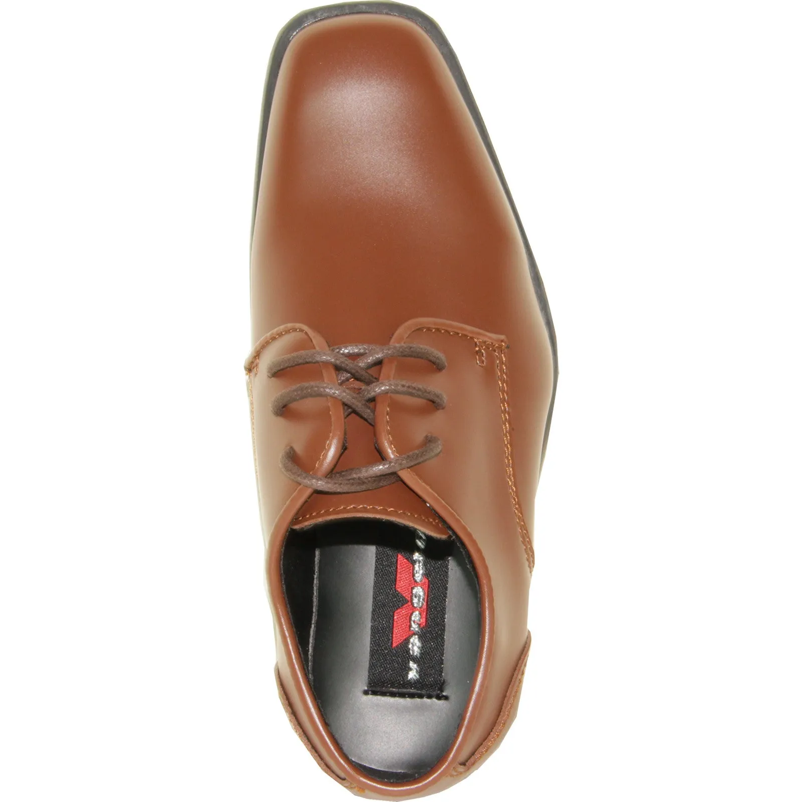 VANGELO Boy TUX-2KID Dress Shoe Formal Tuxedo for Prom & Wedding and School Uniform Cognac Brown Matte
